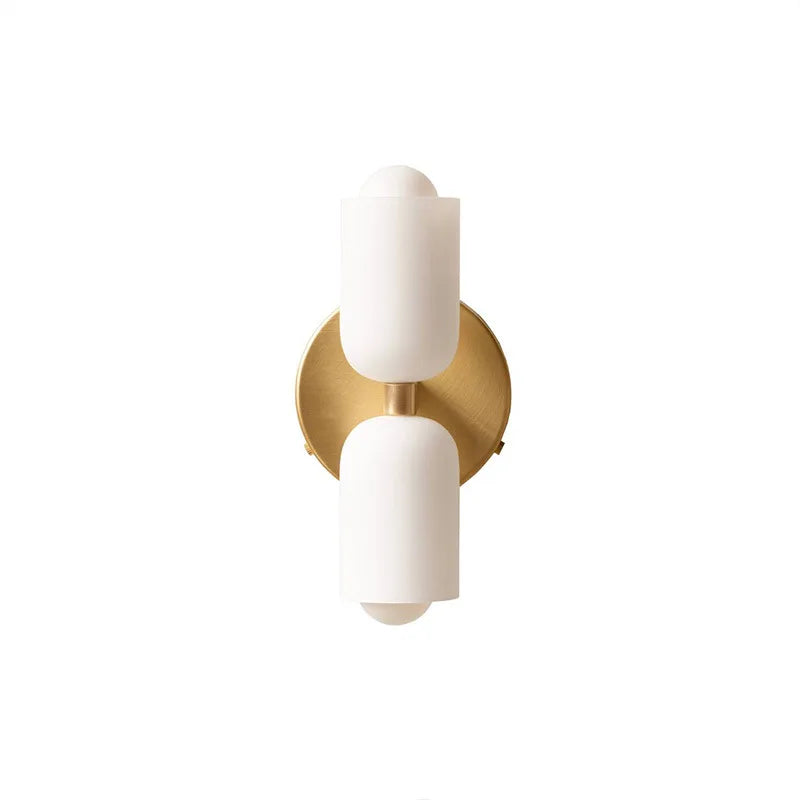 Double Headed French Cream Wind Wall Lamp, Bedroom Living Room Master Light, High Grade Medieval Glass Staircase Lamp