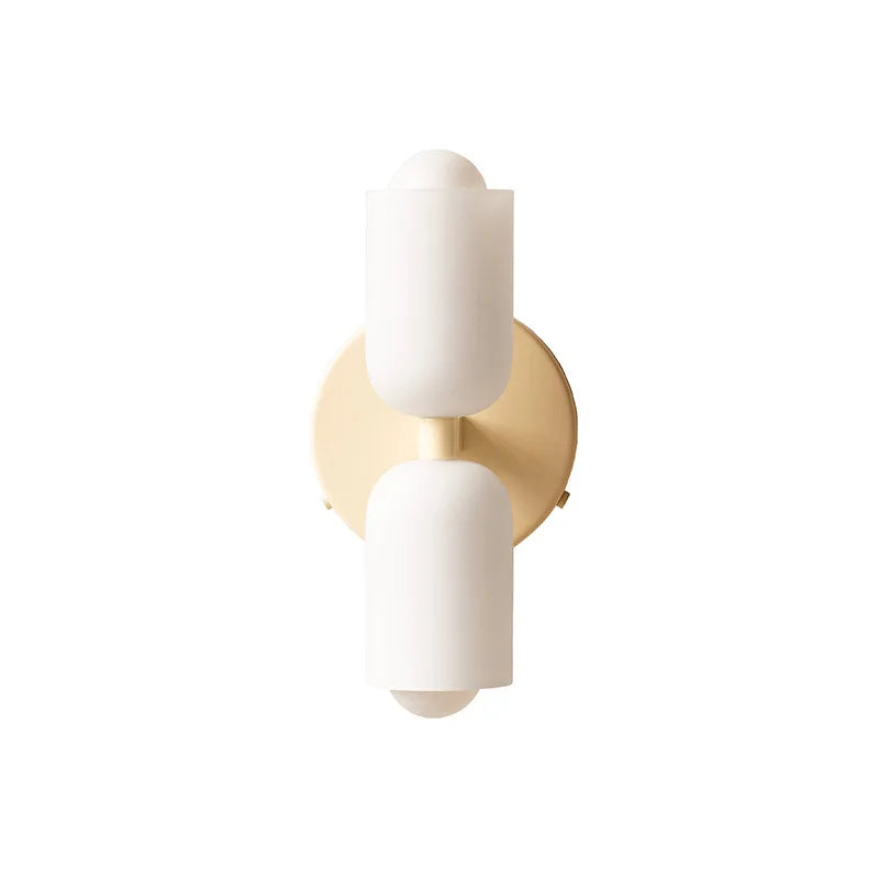 Double Headed French Cream Wind Wall Lamp, Bedroom Living Room Master Light, High Grade Medieval Glass Staircase Lamp