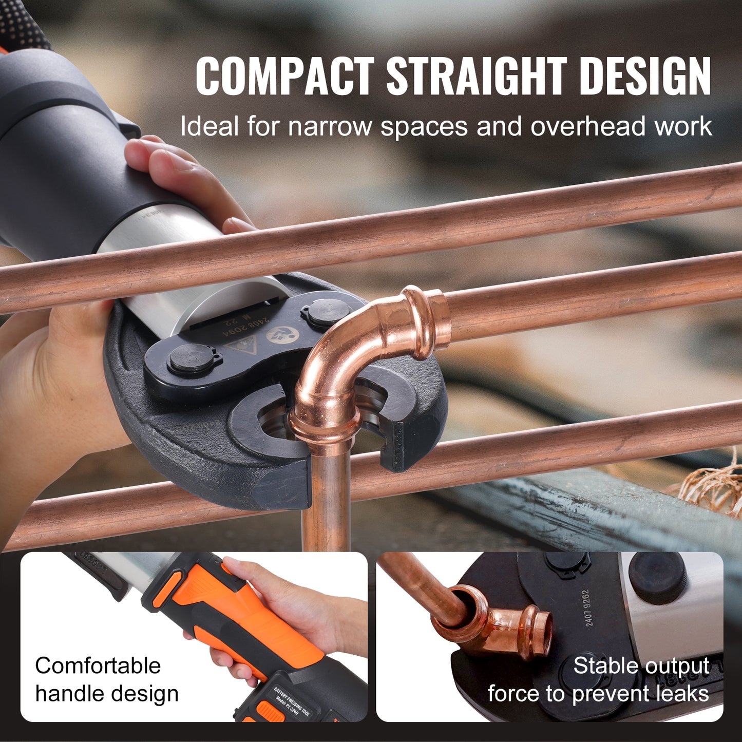 SucceBuy Pro Press Tool Electric Pipe Crimping Kit, Copper Pipe Press Tool 1/2 3/4 1 Inch, 3 Jaws, Batteries