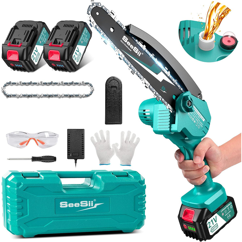 8-Inch Cordless Electric Chainsaw, Mini Chainsaw for Wood Cutting, Pruning & Garden Work, Compatible
