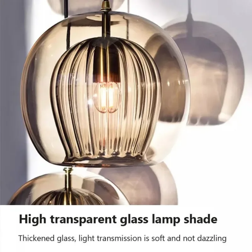 LED Hanging Lamp Modern Glass Pendant Light, Chandelier Lighting Fixtures for Dining Living Room, Home Decor