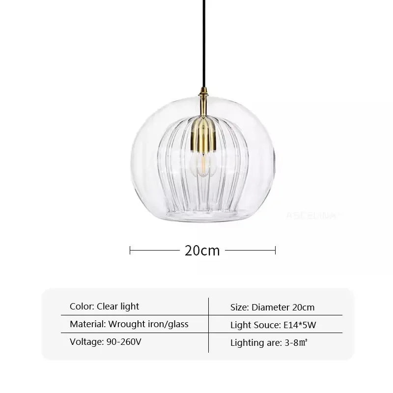 LED Hanging Lamp Modern Glass Pendant Light, Chandelier Lighting Fixtures for Dining Living Room, Home Decor