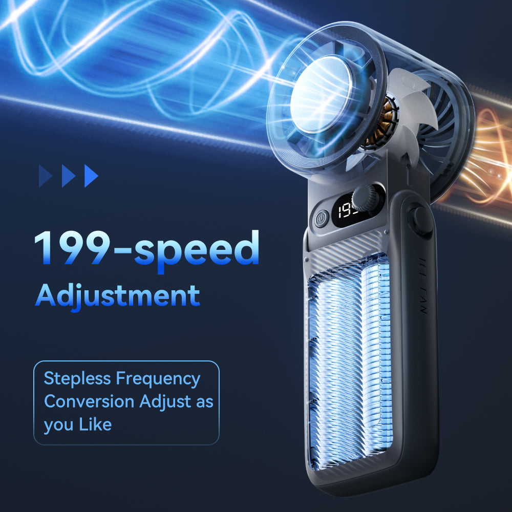 8000mAh Turbo Handheld Fan 199 Adjustable Speeds LED Digital Display Powerful Portable Cooling Fan  4