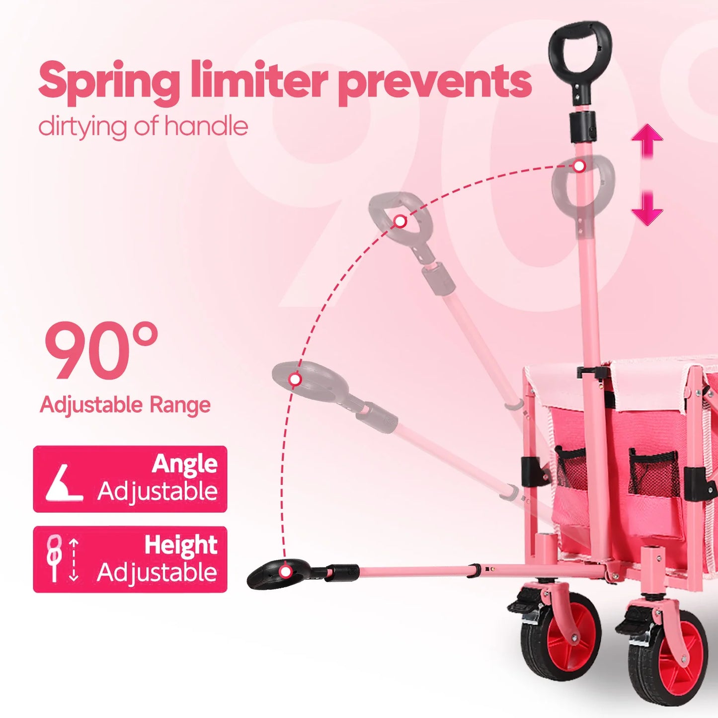 Heavy Duty Extender Folding Collapsible Wagon Cart, Lightweight Extra-Long Foldable Utility Cart