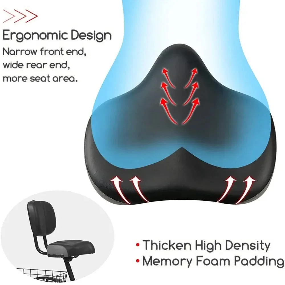 Premium Electric Bicycle Seat, Comfortable Enlarged, Thickened Cushion with Backrest for E-Bikes, Mountain Bikes