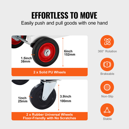 SucceBuy Foldable Hand Truck Dolly, Lightweight Portable Utility Cart with Wheels for Luggage, Warehouse Transport