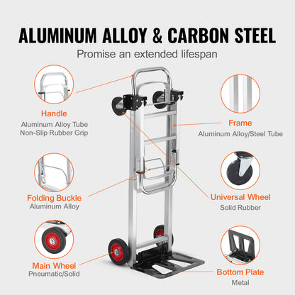 SucceBuy Foldable Hand Truck Dolly, Lightweight Portable Utility Cart with Wheels for Luggage, Warehouse Transport