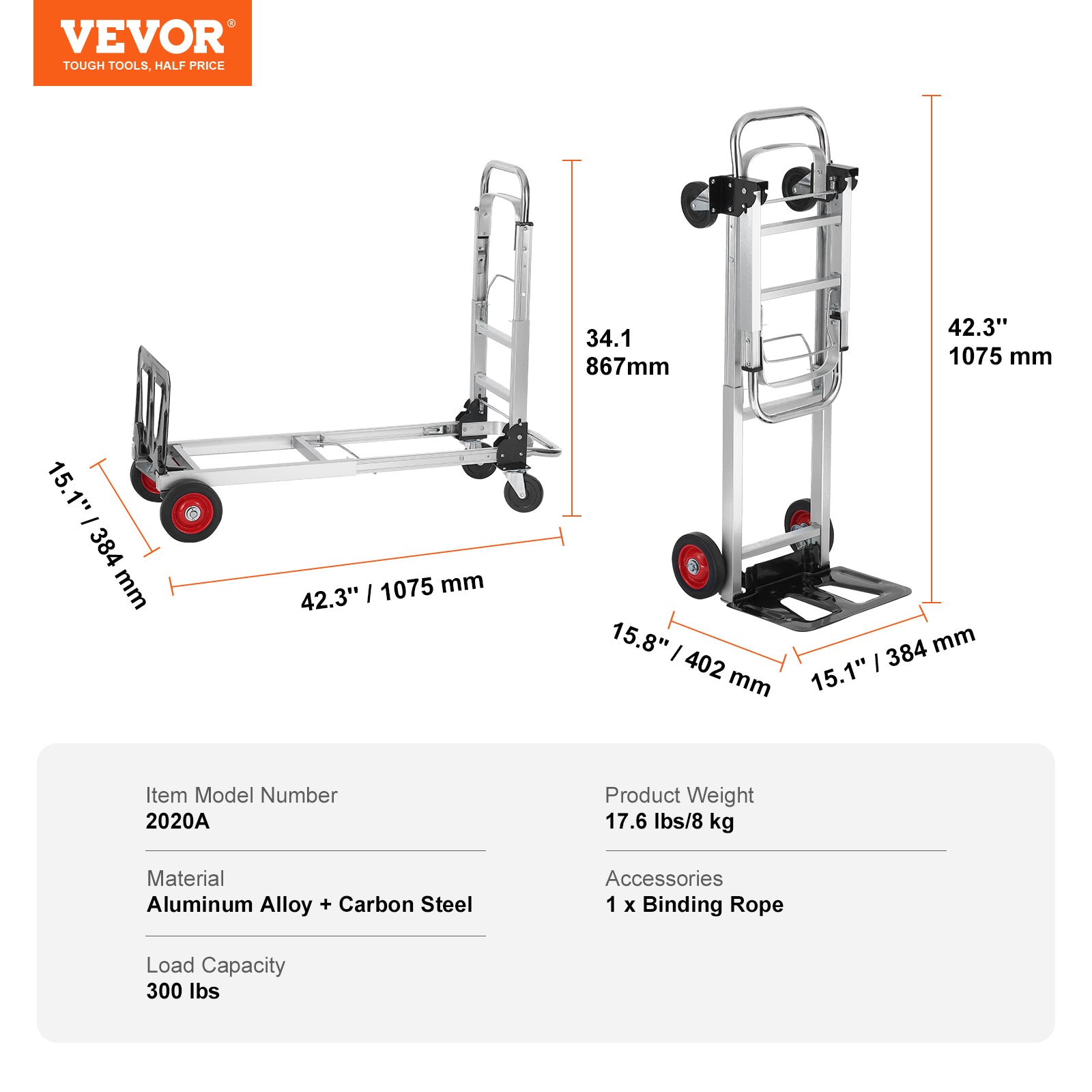SucceBuy Foldable Hand Truck Dolly, Lightweight Portable Utility Cart with Wheels for Luggage, Warehouse Transport