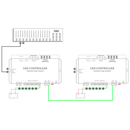 SPI-TTL Led Strip Light Controller T8K Music, 8Channels DMX Console With Mic in Aux in