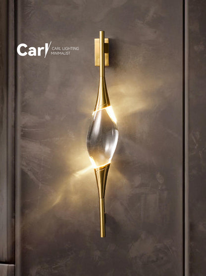 Modern Copper Crystal Wall Lamp, Simple Creative Decoration, Designer Lighting for Living Room Study Bedroom Bedside