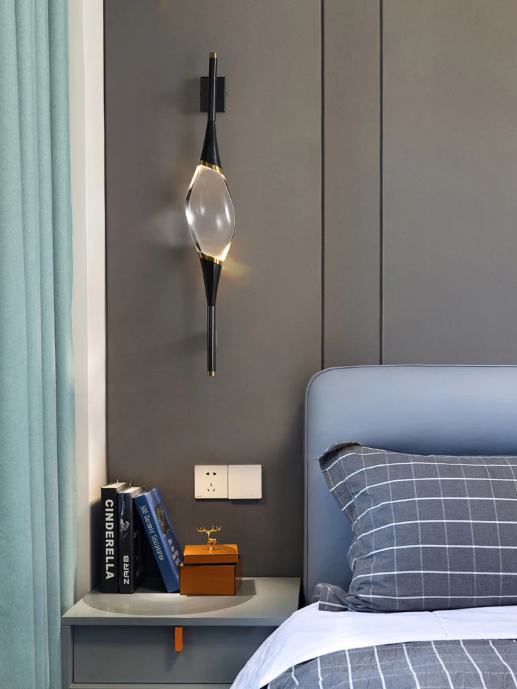 Modern Copper Crystal Wall Lamp Simple Creative Decoration Designer Lighting For Living Room Study  3