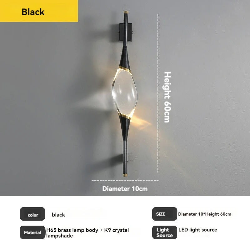 Modern Copper Crystal Wall Lamp Simple Creative Decoration Designer Lighting For Living Room Study  7