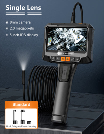 8mm 5in 360 1080P Dual Lens Endoscope Camera, Industrial Rotary Inspection Tool for Piping, Automotive, HVAC
