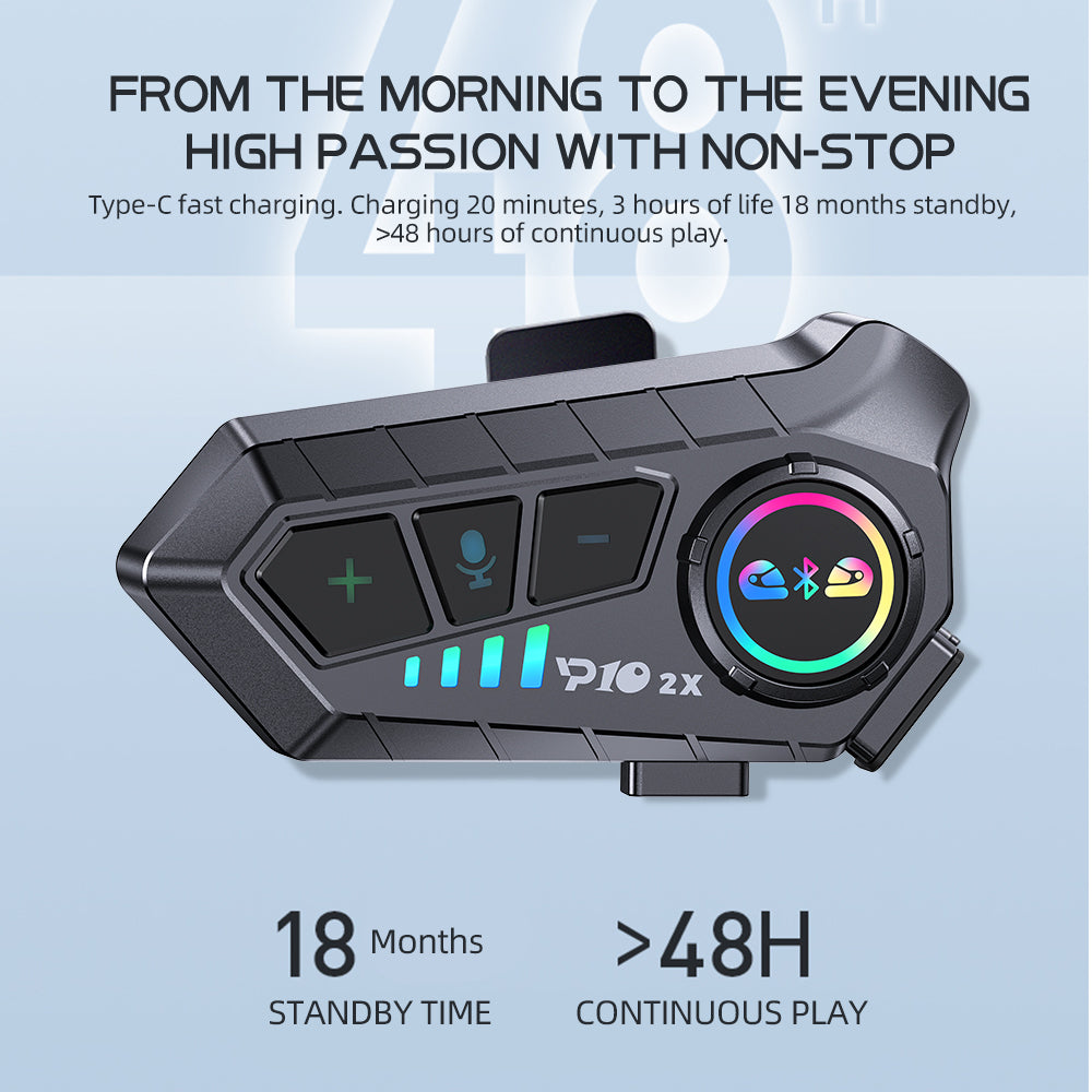 KEBIDUMEI Motorcycle Intercom Headset Helmet BT Riders Waterproof Interphone With Music Sharing  No 2