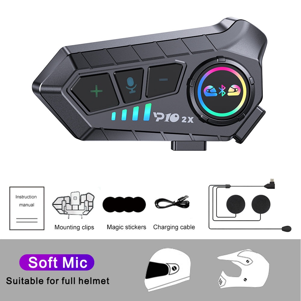 KEBIDUMEI Motorcycle Intercom Headset Helmet BT Riders Waterproof Interphone With Music Sharing  No 6