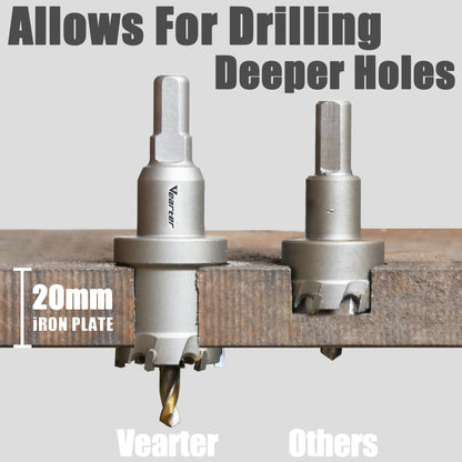 Vearter 10Pcs Carbide Tipped Hole Saw Set,Metal Drill Bit Kit for Stainless Steel, Aluminum, Alloy, Iron, Copper