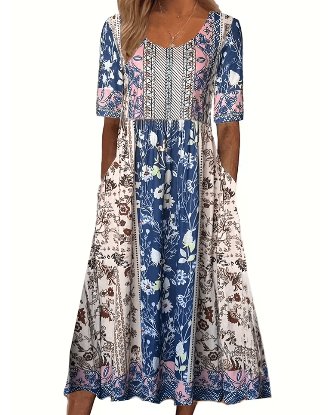 Summer Breeze Bohemian Maxi Dress With Short Sleeves 2