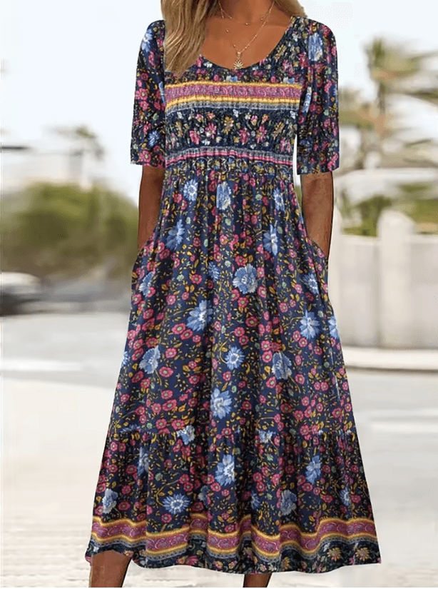 Summer Breeze Bohemian Maxi Dress With Short Sleeves 3