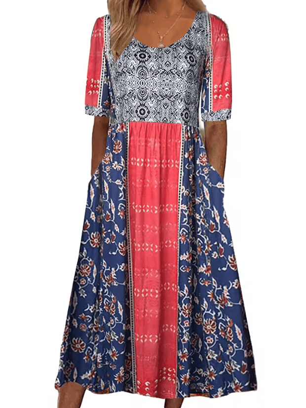 Summer Breeze Bohemian Maxi Dress With Short Sleeves 4