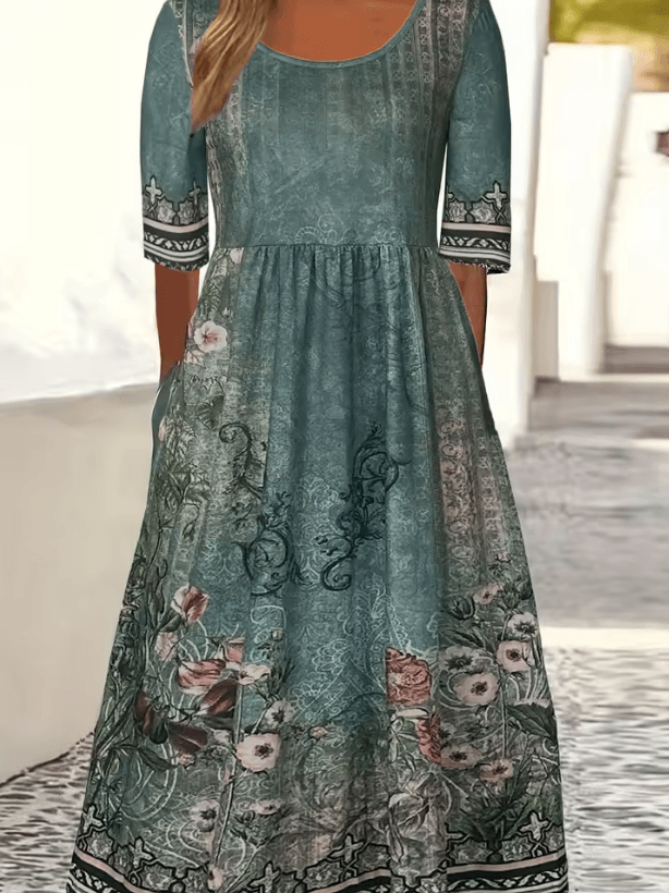 Summer Breeze Bohemian Maxi Dress With Short Sleeves 6