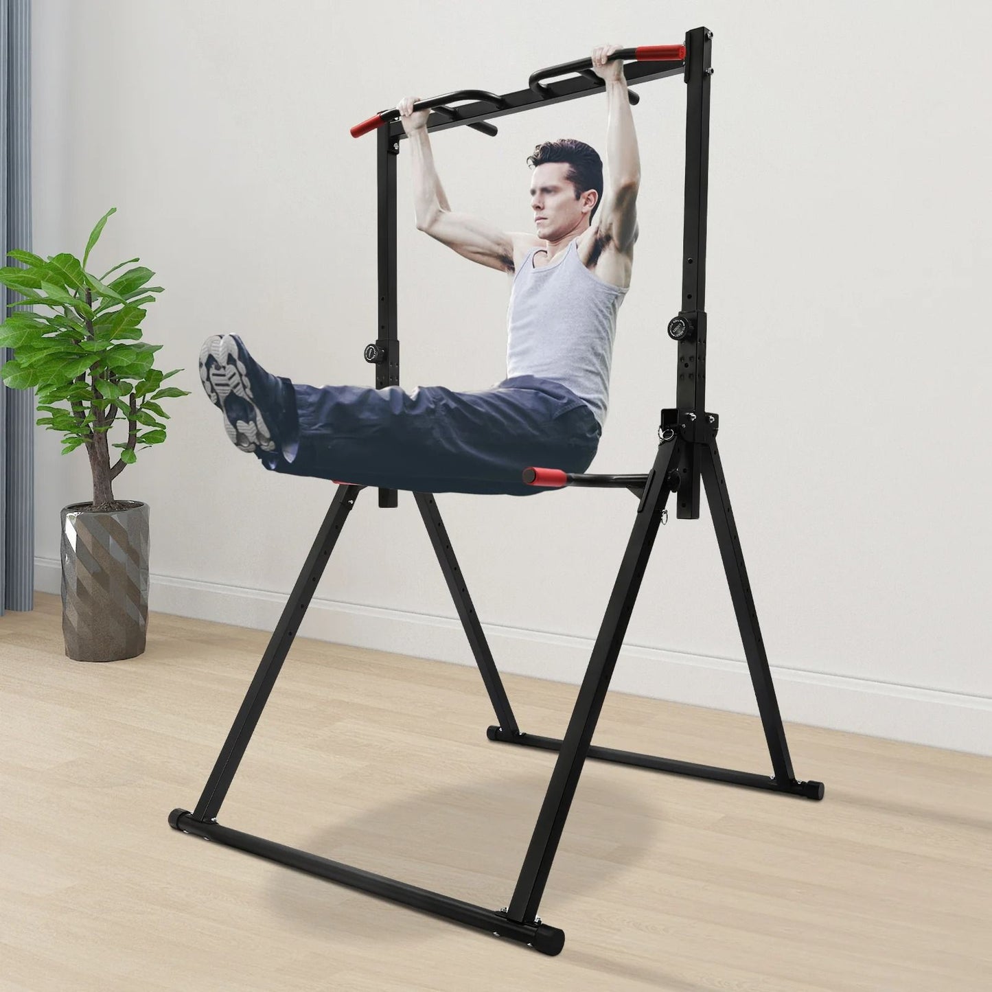 Foldable Triangular Power Tower for Full Body Workouts