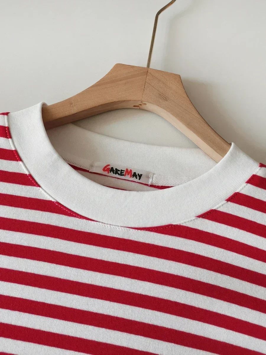 WomenS Oversized Striped TShirt  95 Cotton Long Sleeve Vintage Casual Top 14