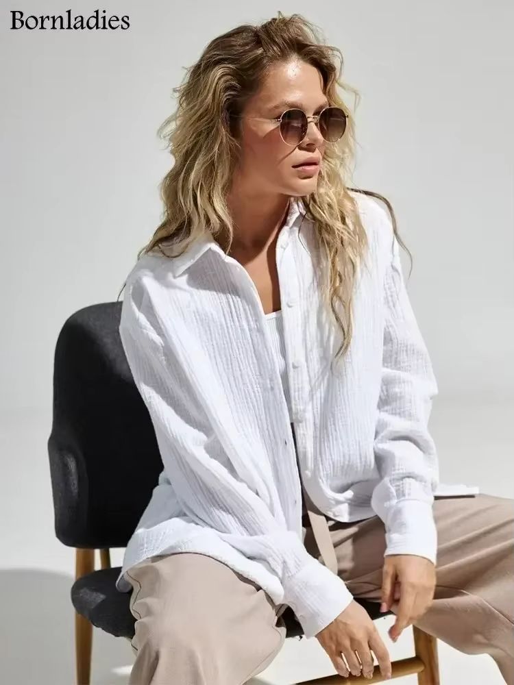 BreezeCotton Womens Long Sleeve Shirt  Lightweight Stylish  100 Cotton Comfort 10