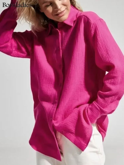 BreezeCotton Womens Long Sleeve Shirt  Lightweight Stylish  100 Cotton Comfort 12