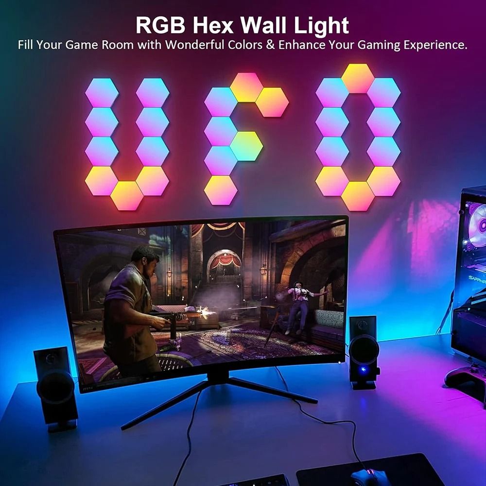 Modular RGB LED Hexagon Wall Light Panels With App And Music Sync 1