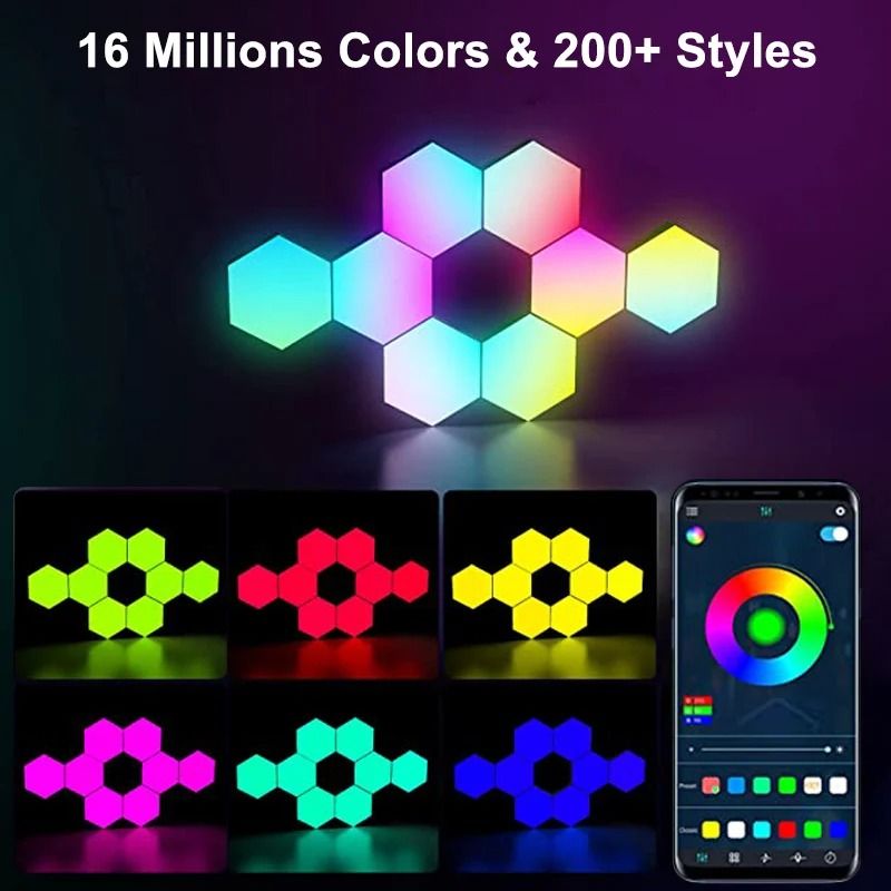 Modular RGB LED Hexagon Wall Light Panels With App And Music Sync 3