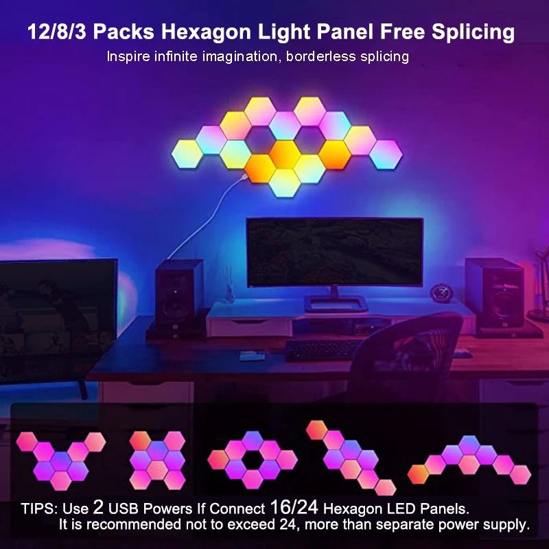 Modular RGB LED Hexagon Wall Light Panels With App And Music Sync 4
