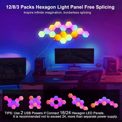 Modular RGB LED Hexagon Wall Light Panels With App And Music Sync 4