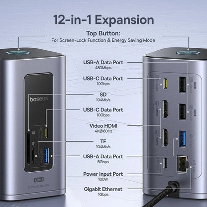 Versatile 12 In 1 USB C Docking Station With Dual 4K Display And Ethernet 3