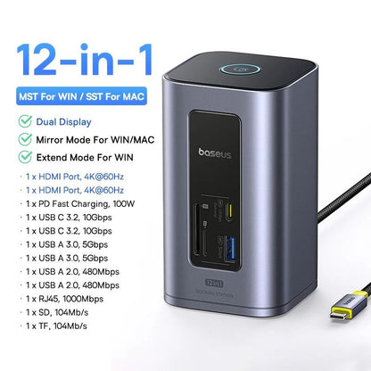 Versatile 12 In 1 USB C Docking Station With Dual 4K Display And Ethernet 6