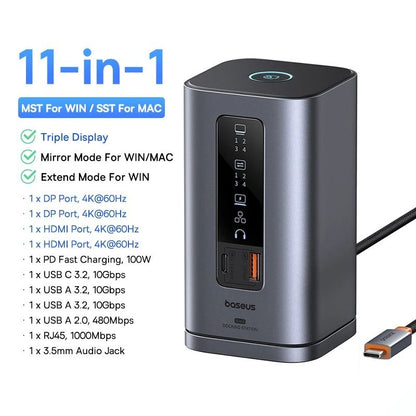 Versatile 12 In 1 USB C Docking Station With Dual 4K Display And Ethernet 7