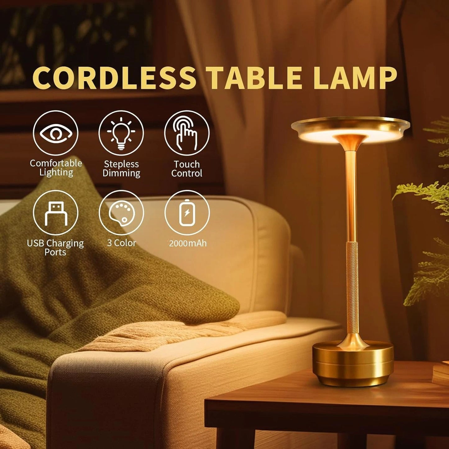 Portable Rechargeable Touch Controlled LED Table Lamp For Ambient Lighting 2