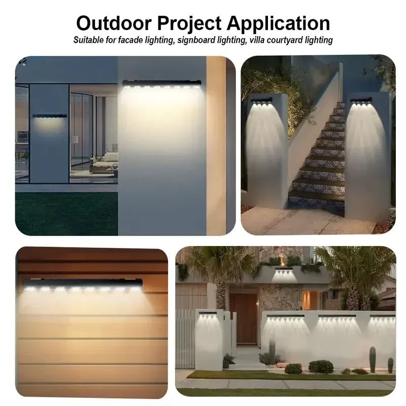 Solar Powered LED Exterior Wall Lamp for Outdoor Ambient Lighting