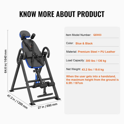 Heavy Duty Inversion Table For Back Decompression And Strength Training 6