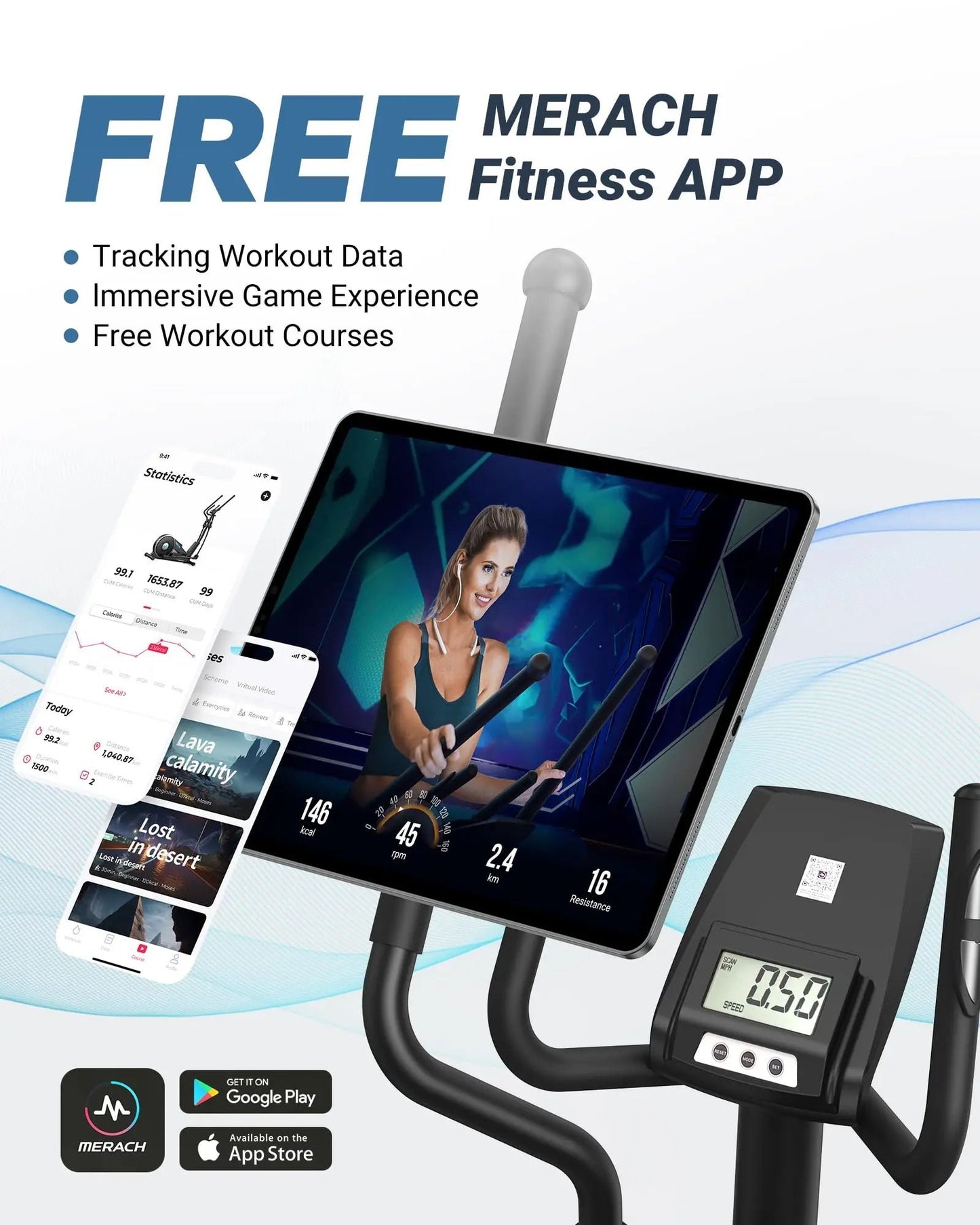 Quiet Magnetic Elliptical Trainer With Adjustable Resistance And App Support 2