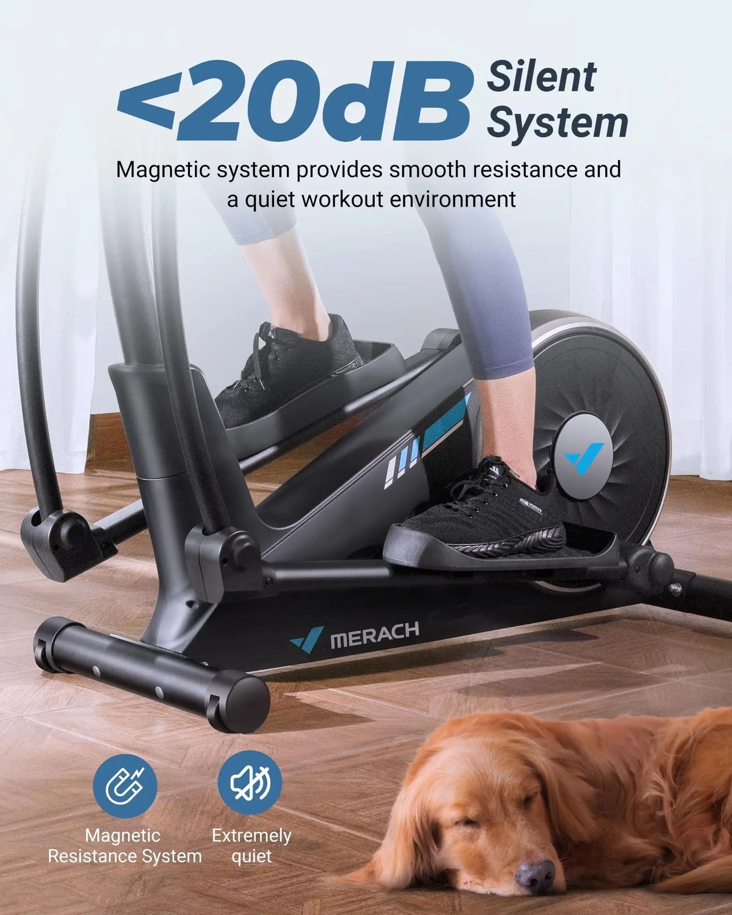 Quiet Magnetic Elliptical Trainer With Adjustable Resistance And App Support 4