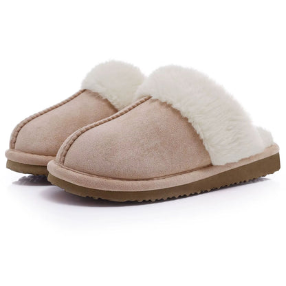 Winter Fuzzy Women Slippers Indoor Outdoor Soft Fluffy Suede House Shoes With Antiskid Sole 9