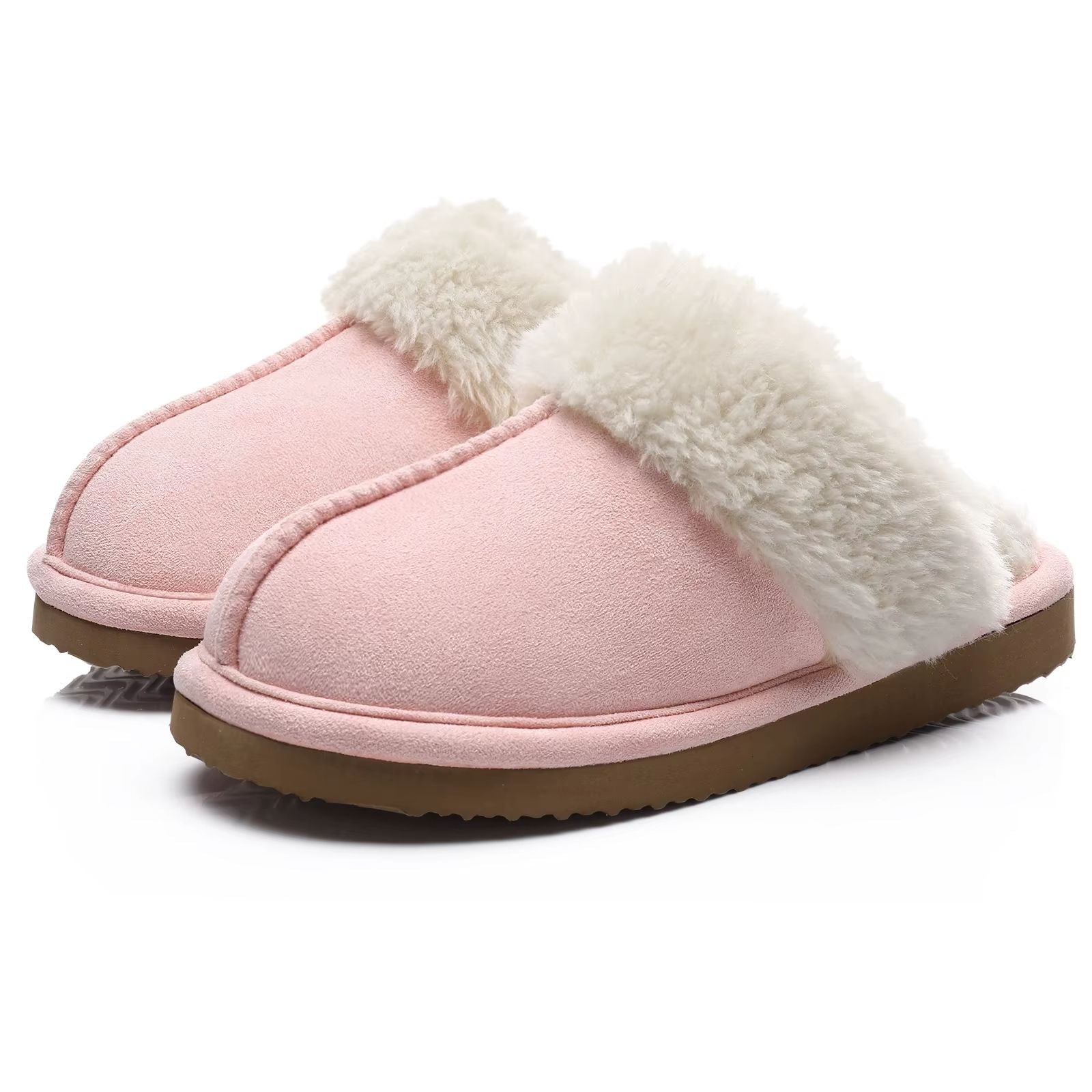 Winter Fuzzy Women Slippers Indoor Outdoor Soft Fluffy Suede House Shoes With Antiskid Sole 13