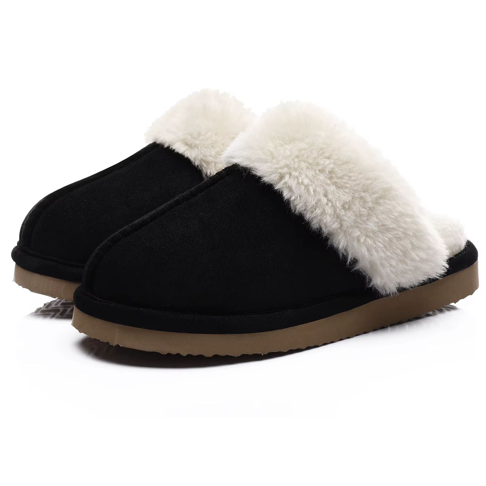 Winter Fuzzy Women Slippers Indoor Outdoor Soft Fluffy Suede House Shoes With Antiskid Sole 8