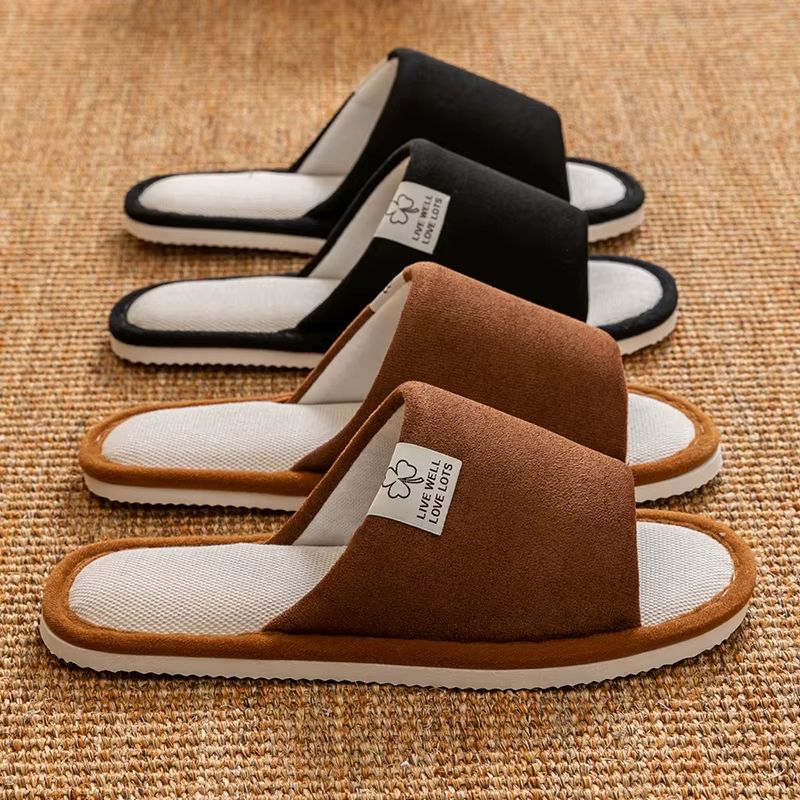 Men's Non Slip Linen House Slippers Soft Sole Indoor Comfort Shoes for Spring and Summer