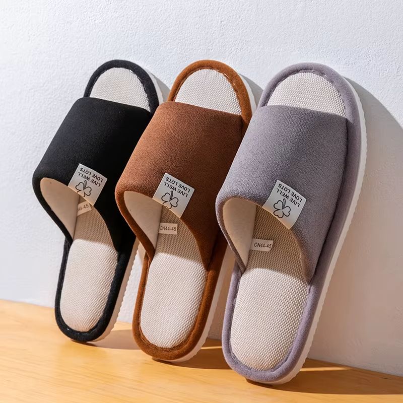 Mens Non Slip Linen House Slippers Soft Sole Indoor Comfort Shoes For Spring And Summer 1
