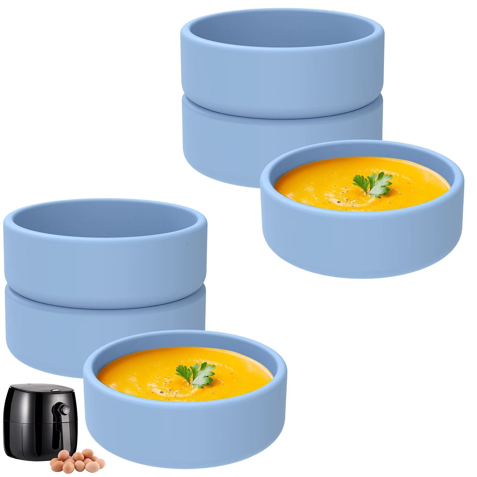 Silicone Egg Poacher Cups  Nonstick Egg Molds For Air Fryer Microwave  Oven 9