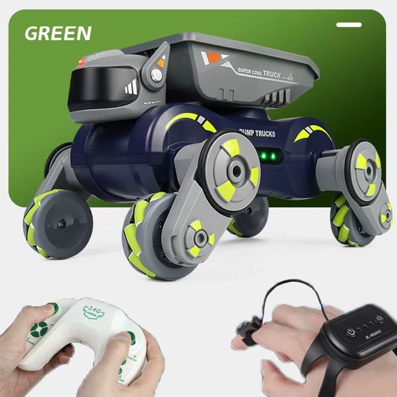 RC Stunt Car 8 Wheel Robot Dog Remote Control Toy with Lights Spray and Gesture Sensing