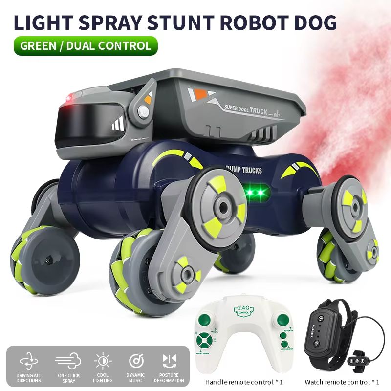 RC Stunt Car 8 Wheel Robot Dog Remote Control Toy With Lights Spray And Gesture Sensing 9