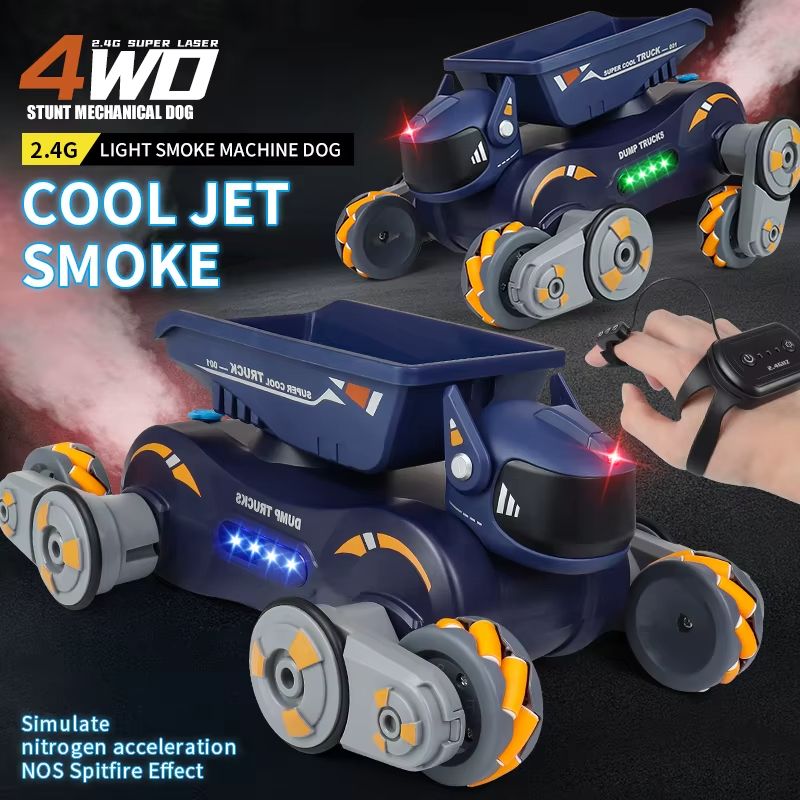 RC Stunt Car 8 Wheel Robot Dog Remote Control Toy With Lights Spray And Gesture Sensing 1