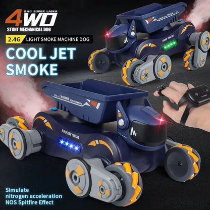 RC Stunt Car 8 Wheel Robot Dog Remote Control Toy With Lights Spray And Gesture Sensing 1